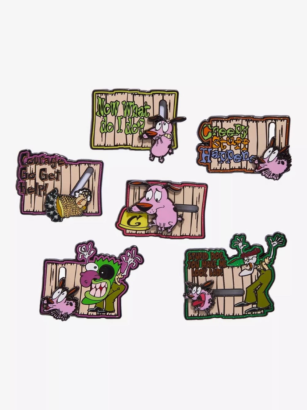 FULL SET Buckle-Down Courage The Cowardly Dog Sliding Blind Box Enamel Pin